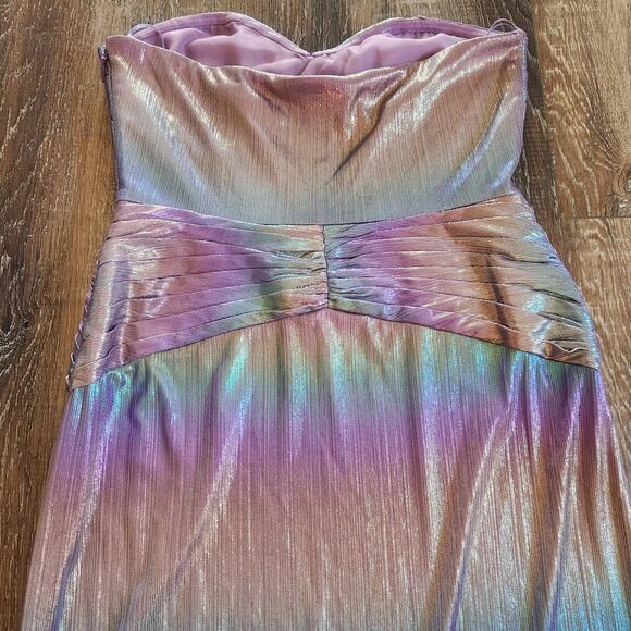 Retrofete Soleil Dress in Lilac Aurora Size Large Strapless NWT Cutout Metallic - Picture 9 of 15